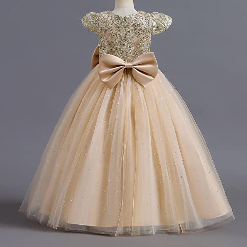 IDOPIP Flower Girl Sequin Lace Dresses for Wedding First Communion Dress Kids Princess Pageant Formal Party Long Maxi Gowns2