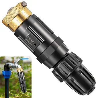 Feekoon 1 Set 25 Psi Drip Irrigation Faucet Adapter Kit 1/2'' Irrigation Tubing to 3/4'' Faucet Water Pressure Regulator Backflow Preventer with Filter, Drip System Parts