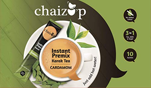 Image of Chaizup Premium 1 Min Instant Cardamom Tea Premix - 20 Sachets | Cardamom Flavours | 20 Servings | 280g (Pack of 2)