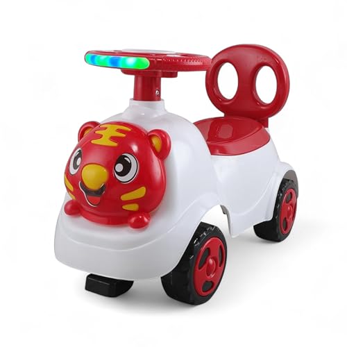 Image of kidsROAR Push Ride On Car for Kids 1-5 Years | Baby Push Car with Music, 3D Lights & Backrest | Premium Ride On Toy Supports Up to 35kg (Tiger, RED)