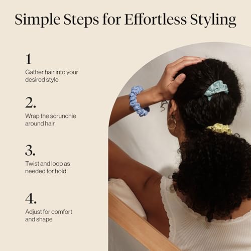 Image of Kitsch Rosette Ruched Satin Scrunchies for Women - Softer Than Silk Scrunchies | Hair Ties No Damage for Frizz-Free Sleep | Perfect for Day or Night, 5pcs