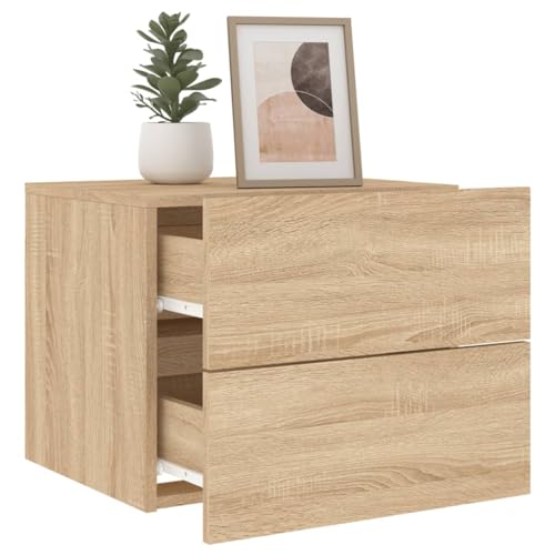 Table de chevet murale chêne Sonoma avec LED intégrées pour chambre - 6