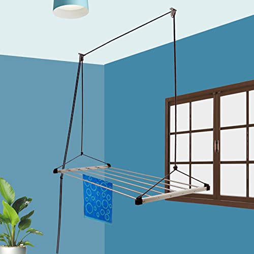 Rainbow Drywell Economy Heavy Duty Stainless Steel (6 Pipe x 7 Feet) with UV Protected Nylon Rope Ceiling Cloth Dryer | Cloth Drying Stand for Balcony | Clothes Stand for Drying - Image 6