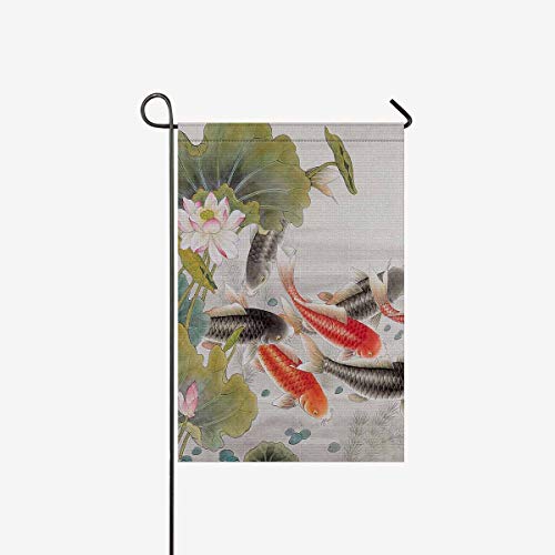 TAOGAN Double-Sided Garden Flag Decorative Oriental Asian Ink Koi Goldfish Painting for Garden and Home Decorations, Polyester Double Sided House Banner 28 x 40 Inches (Without Flagpole)