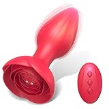 Anal Sex Toys Vibrators Butt Plug Sex Toy, Vibrating Rose Anal Plug, Remote Control Anal Toy with 10