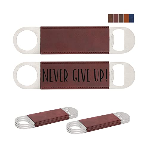 PYD Life 8 Pack Leather Flat Bottle Opener 7" Dark Maroon for Engraving