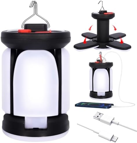 Lanterne de camping, 3600 mAh, rechargeable USB, 6 LED modes, lan...