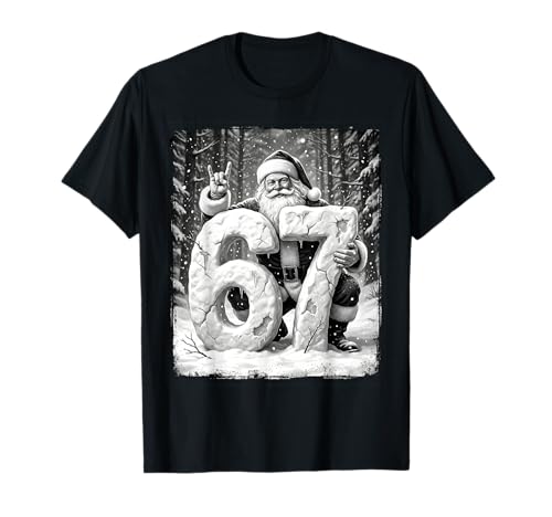 67 Meme Christmas Santa with Sunglasses and ICY 67 Six Seven T-Shirt