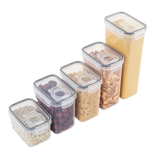5PCS 0.8-2.8L Sealed Plastic Storage Box Cereal Candy Dried Jars With Lid Fridge StorageTank Containers Household Items Kitchen 