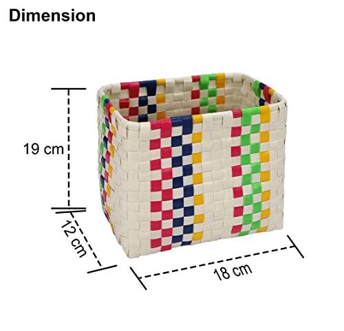 Image of Arnavira Handmade Multipurpose Basket with Lid 4L Used for Organiser, Makeup Items Storage,Kids Tiffin (18x12x19 cm) (Yellow White, X Small)