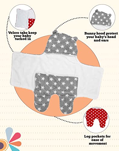 Image of New Born Multi-Purpose Baby Boy's and Baby Girl's Blanket and Sleeping Bag (Red Grey, 0-6 Months)