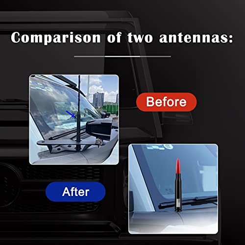 Ajxn 1 PC Car Truck Bullet Antenna, Automobile Antenna Mast, Suitable for GM Chevy Silverado 1500 3500 HD Avalanche GMC Sierra 1500 3500 Denali Heavy Duty Pickup Trucks Accessories (Red)