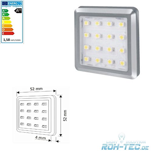 LED AUFBAU Möbel Unterbauleuchte Set: 1-6 Stk. in warm-weiß, neutralweiß oder kaltweiß 12V 1,5W Gehäusefarbe: silber (6 Stk. Silber - warm weiß)