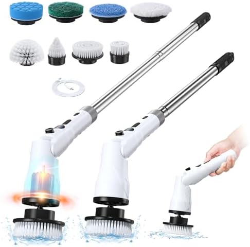 DaMohony Electric Spin Scrubber, Cordless Cleaning Brush With LED Display 2 Speeds Power Scrubber With 3 Replacement Heads For Floor Kitchen Bathtub - View #10