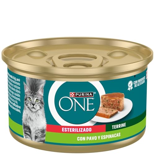 Purina ONE Bifensis Comida Húmeda para Gato Esterilizado Adulto con Pavo y Espinacas, 12 latas de 85g