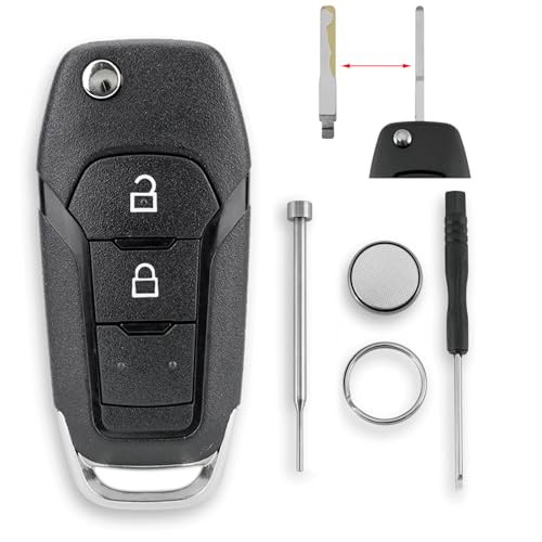 For Ford Ranger Key Case T6 KA EcoSport Fiesta Ford Key Fob 2 Buttons Car Key Fob Case Shell Battery CR2032 Pin Removal Tool