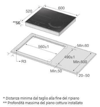 Samsung - Piano cottura ad induzione NZ64N9777GK finitura vetroceramica nero da 56cm