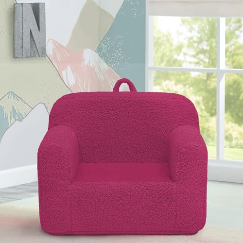 Image of Delta Children Sherpa Cozee Chair - Foam Kids Chair for Ages 18 Months and Up, Hot Pink