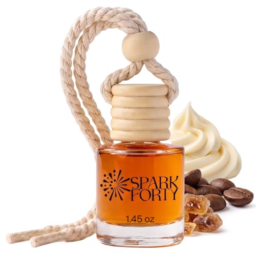 Image of Coffee Car Air Freshener Hanging | Car Perfume, 0.27 fl oz (8 ml) | 30-Day Luxury Glass Diffuser | Gourmand Coffee, Brown Sugar & Vanilla Cream | Long-Lasting Espresso Scent