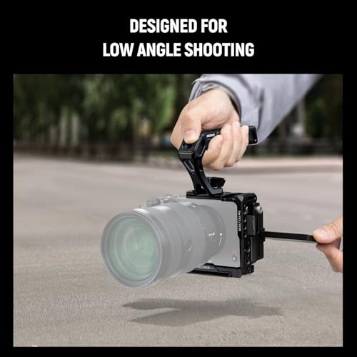 Image of NEEWER Camera Top Handle with 3 /8 inch Wing Screw & Locating Pins for ARRI, Nonslip Silicone Grip with 1 /4 inch & 3 /8 inch Threads, Cold Shoes, Compatible with SmallRig Camera Cage Accessories, CA107