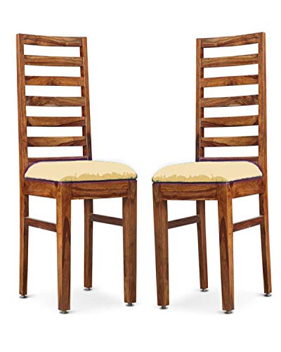 Image of Custom Decor Bilander Dining Chair- Honey Teak Brown with Beige Cushion