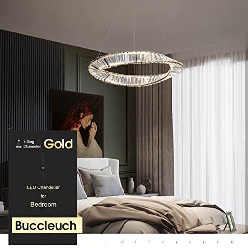 Buccleuch Lighting Over Table For Dining Room Modern Crystal Ring Chandelier Pendant Light Fixture Adjustable Cord For Living Room Kitchen, Rose Gold D23.6 4000K Led Dimmable #TOP6