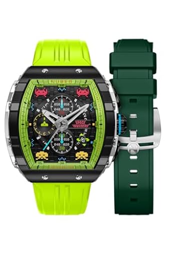 Nubeo Magellan - Reloj cronógrafo Space Invaders de 48 mm para hombre, edición limitada con correa de goma NB-6024-SI, Verde galáctico | Ya disponible en tu tienda friki favorita! En mundofriki.es!
