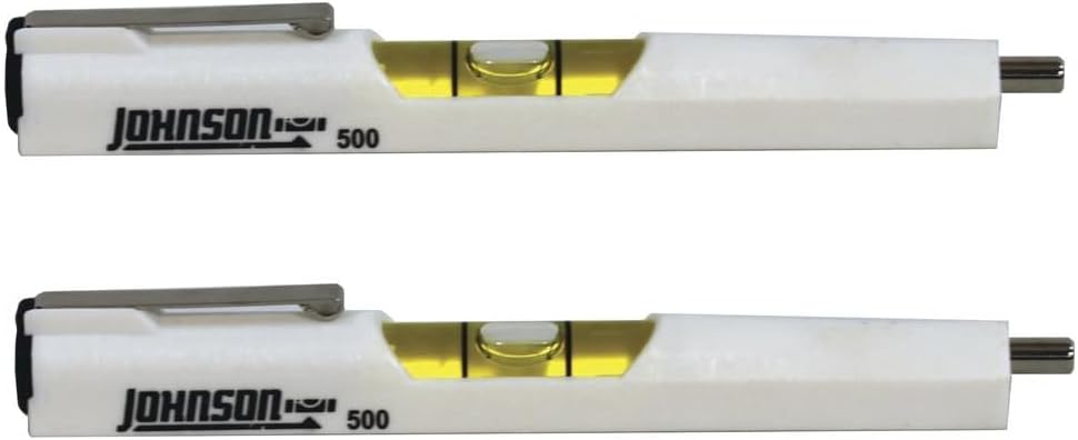 2-Pack Johnson Level® 500 Magnetic Pocket Level, 4-1/2" Compact Torpedo Style with V-Groove Edge, Magnetic Pickup Tip & Pocket Clip for Plumbing, Electrical & HVAC Work
