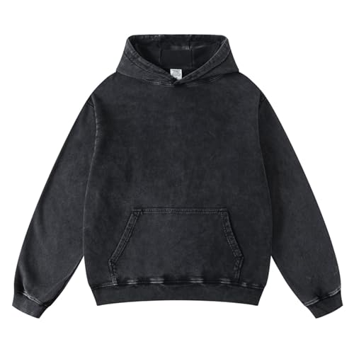 FAIABLE Mens Womens Acid Wash Hoodie Unisex Oversized Vintage Cotton Hoodies Heavyweight Terry Sweatshirts for Men 2025