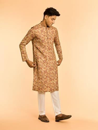 Image of DIWAS BY MANYAVAR Men's Cotton Blend Floral Motifs Printed Kurta (1pc)