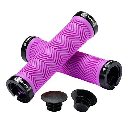 Boenoea Fahrradgriffe mit doppeltem Verschluss, Lenkergriffe, rutschfeste Griffe für Mountainbike mit Aluminium-Schloss MTB BMX Cover