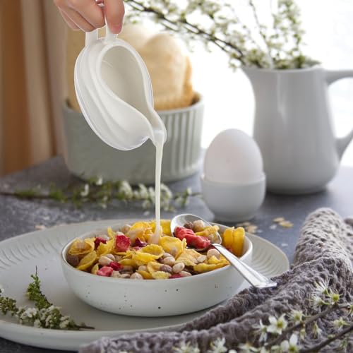 SUMNACON Ceramic 13 Oz Gravy Boat with Saucer, Sauce Tray and Spoon Salad Dressings Bowl Broth Creamer Black Pepper Ketchup Serving Jug Handle for Kitchen Restaurant (White) YG0342 - Image 6