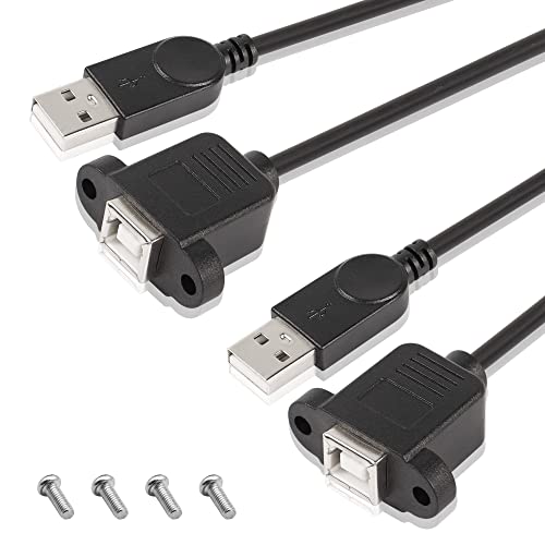 SinLoon USB 2.0 Type-B Printer Cable 2Pcs USB 2.0 A Male to B Female Printer Short Extension Cable for Printers and Scanners-1.6FT