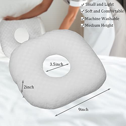 Image of Ear Piercing Pillow for Side Sleepers, Pillow with an Ear Hole for CNH and Ear Pain Ear Inflammation Pressure Sores, O-Shaped Side Sleeping Pillow, Ear Guard Pillow (Creamy-White)