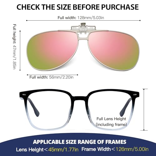 Image of Trysee Polarized Clip on Sunglasses Over Prescription Glasses Aviator Style UV400 Protection Flip Up TS-CO-013