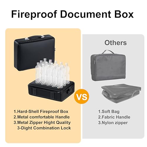 Fireproof Document Box - Hard-Shell Design Waterproof & Fireproof Document Safe with Lock, Fire Proof File Box for Documents, Certificates, Laptops, Passports, Black - Image 7