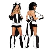 Celanisai Disfraz de carnaval para mujer, disfraz de panda con estampado de piel en blanco y negro y realce la cintura. Bonito disfraz de animal con diadema de orejas de animales para fiestas de