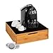 Avilia Cassetto Porta Cialde e Capsule in Bambù con Ripiano in Vetro Temperato nero, 31.5x30x10 cm, Ideale per Organizzare Caffè, Tè e Tisane