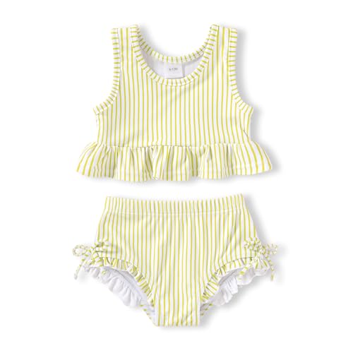 Image of HAPPYMA Baby Swimsuit Toddler Girl Bathing Suit Summer Stripe Bikini Set Beach Two Piece Swim Wear