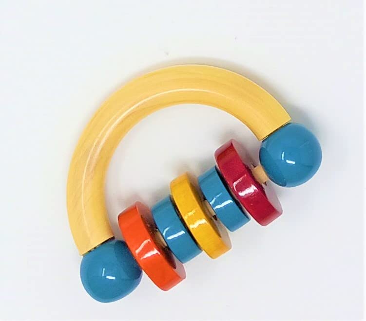 Image of A&A Kreative Wooden Rattle Handcrafted for Toddler Kids Children (Little Hands Rattle)