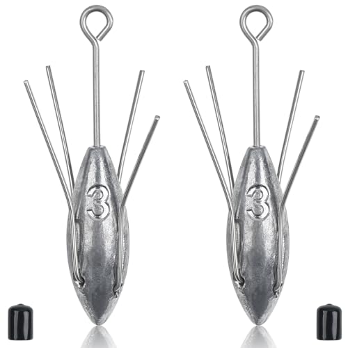 Sputnik Sinkers Fishing Weights, Surf Fishing Weights Long Tail Spider Weights Saltwater Surf Casting Sinkers Catfish Beach Fishing Sinkers Weights for Ocean Sea Sand (3 Ounce-2pcs)