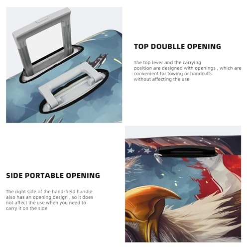 Bald Eagle Pilot Print Luggage Cover For Suitcase,Washable Elastic Travel Suitcase Protector With Zipper Closure And Bottom Buckle – Fits 18-32" Luggage-Medium3