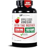 HealthFare Apple Cider Vinegar Capsules with the Mother | 3200mg Raw, Organic & Unfiltered ACV | 150 Vegan Pills | Maximum Strength Supplement for Detox & Digestion | Non-GMO, Gluten-Free, Made in USA