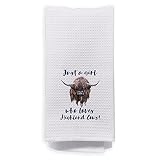 NEGIGA Just A Girl Who Loves Highland Cows Dish Cloths Towels 24x16 Inch,Rustic Country Highland Cow