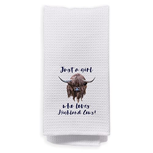Negiga Just A Girl Who Loves Highland Cows Dish Cloths Towels 24X16 Inch,Rustic Country Highland Cow Decor Decorative Dish Hand Towels For Dorm Kitchen Bathroom,Cow Lovers Teens Girls Gifts #TOP7