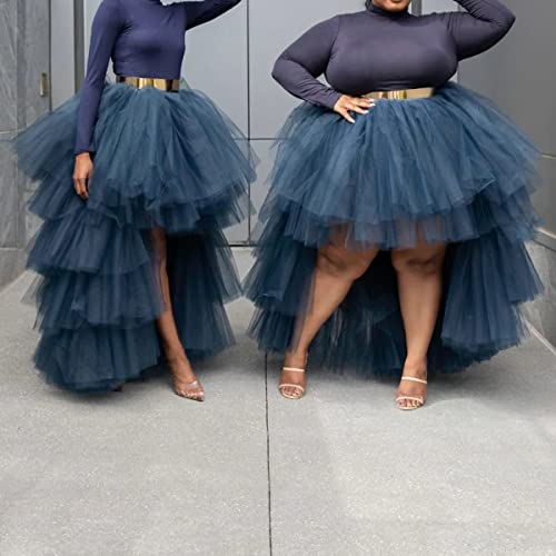 WDPL Women's Puffy Wedding High Low Layered Tulle Asymmetrical Night Out Skirt3