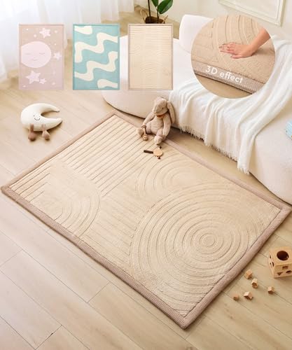 Image of Hakuna Matte CloudRise Baby Play Mat for Floor 47 inch x 67 inch Arches | Coral Velvet high-density foam Rug for Crawling & Cozy Play - Non-Slip, Water-Resistant, Easy-CareTummy Time Mat