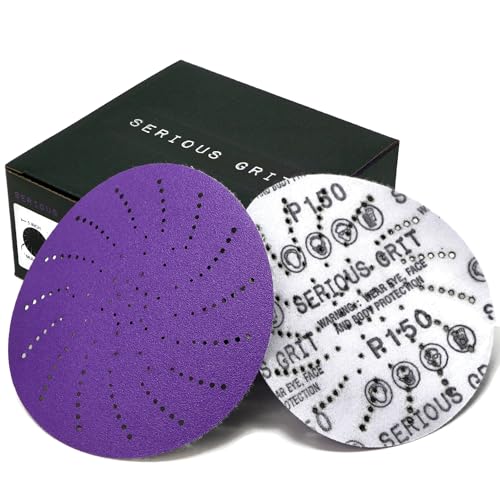 Image of Serious Grit - 5-Inch P150 Grit Ceramic Multi-Hole Sanding Discs - 50 Pack