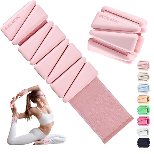 Image of BECOJADDE Ankle Weights for Women Wrist Weights Set of 2 (1 lb /2 lb Each) Adjustable Arm Leg Weight for Womens Men Suitable for Walking Swimming Running Pilates Yoga Gym
