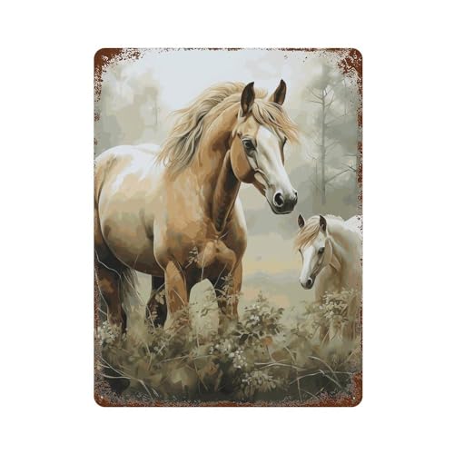 Tableau en étain vintage pour déco bar et salon avec motif animaux brodés